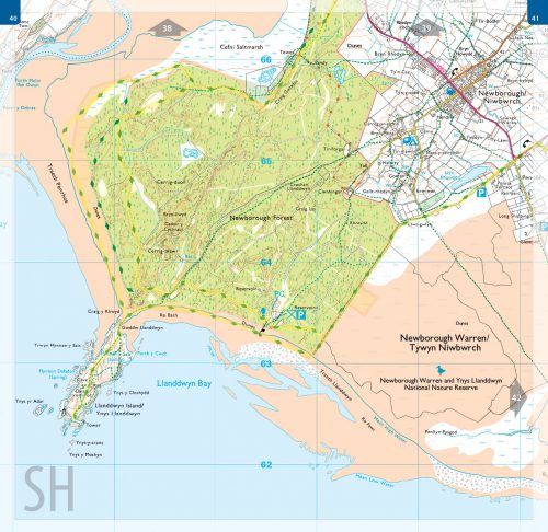 OS map book - 1:25,000 scale - Isle of Anglesey. Map spread showing Llanddwyn Island, Newborough Forest and the Wales Coast Path