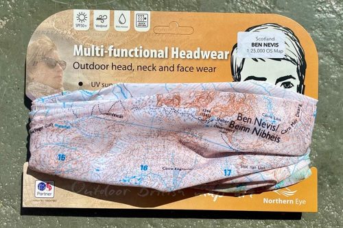 Ben Nevis, Scotland 1:50,000 OS map on snood, buff, neck warmer, neck gaiter, scarf