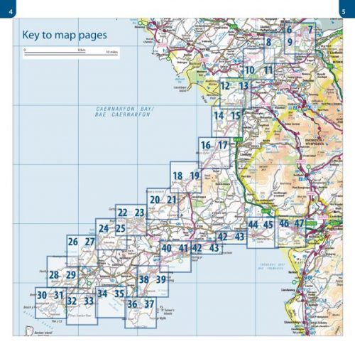 Large scale 1:25,000 Ordnance Survey mapping for the Llyn Peninsula section of the Wales Coast Path in a book atlas format