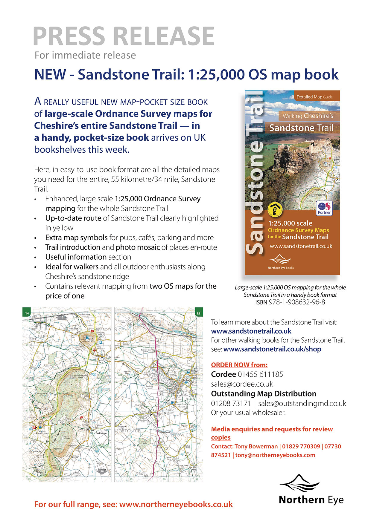 Sandstone Trail large scale OS map book/atlas. Mapping for try whole 34 mile/55km trail.