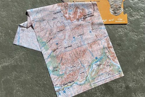 Ben Nevis, Scotland 1:50,000 OS map, folded snood, buff, neck tube, neck gaiter, scarf