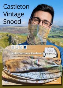 Peak District Castleton Vintage Map - map snoods for sale buff neck gaiter scarf