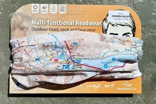 Ogwen Valley-Snowdonia-map-snood, buff, neck tube, gaiter, tubular scarf