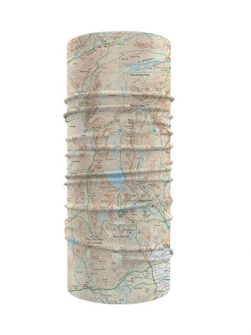Coniston Lake District 25K OS map snood, neck tube, gaiter, buff, scarf, neck warmer