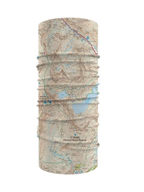 High quality silky Lycra neck tube or snood, OS Snowdon map